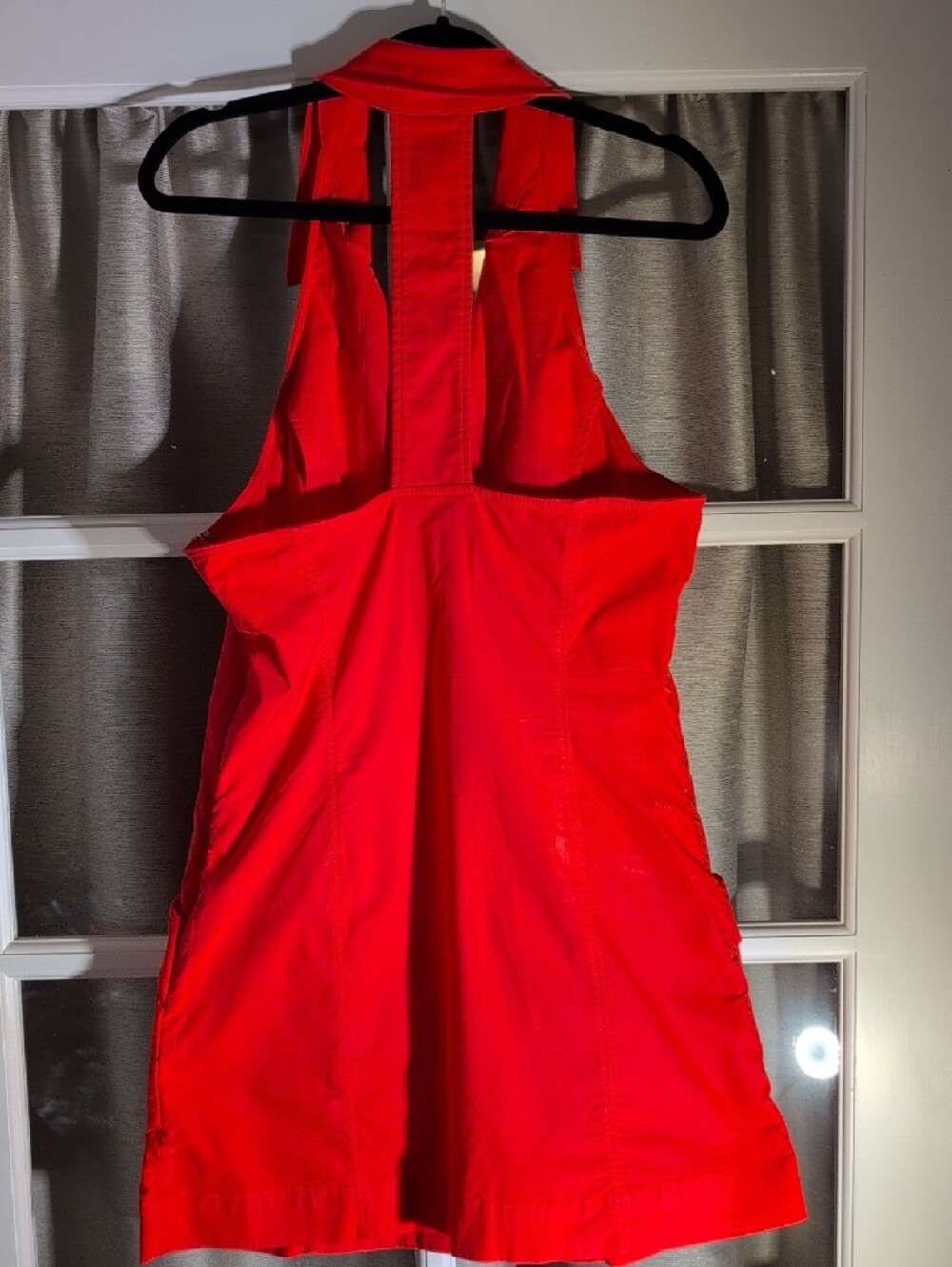 Maeve Red Button-Front Collared Halter Mini Dress - Picture 6 of 9